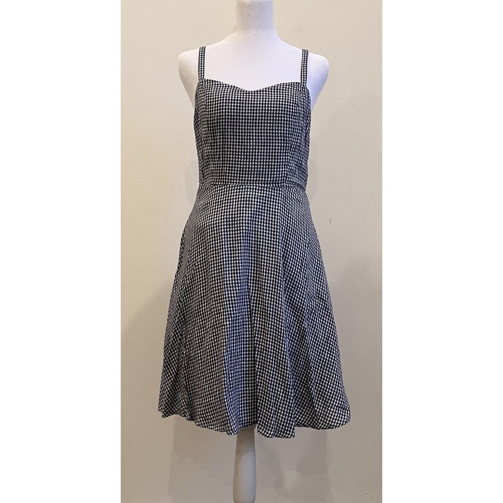 Old Navy Fit&flare Blue Smocked Gingham Dress Sz M Cottagecore Preppy Country
